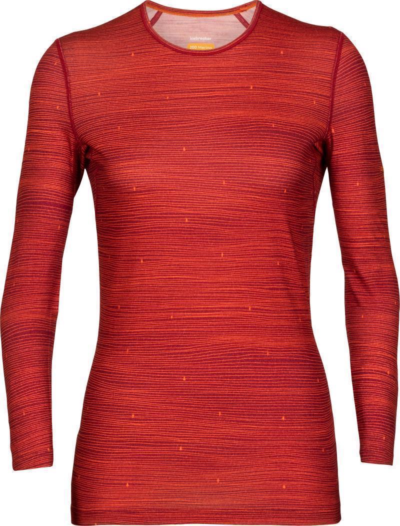 200 Oasis LS Crewe - Ski Tracks - Womens - Cherry / Flash / AOP 1