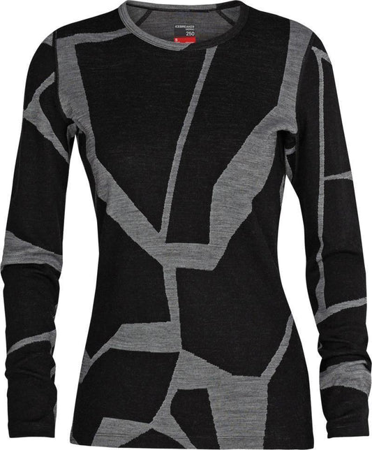 250 Vertex LS Crewe - Fractured Landscapes - Womens - Black 1