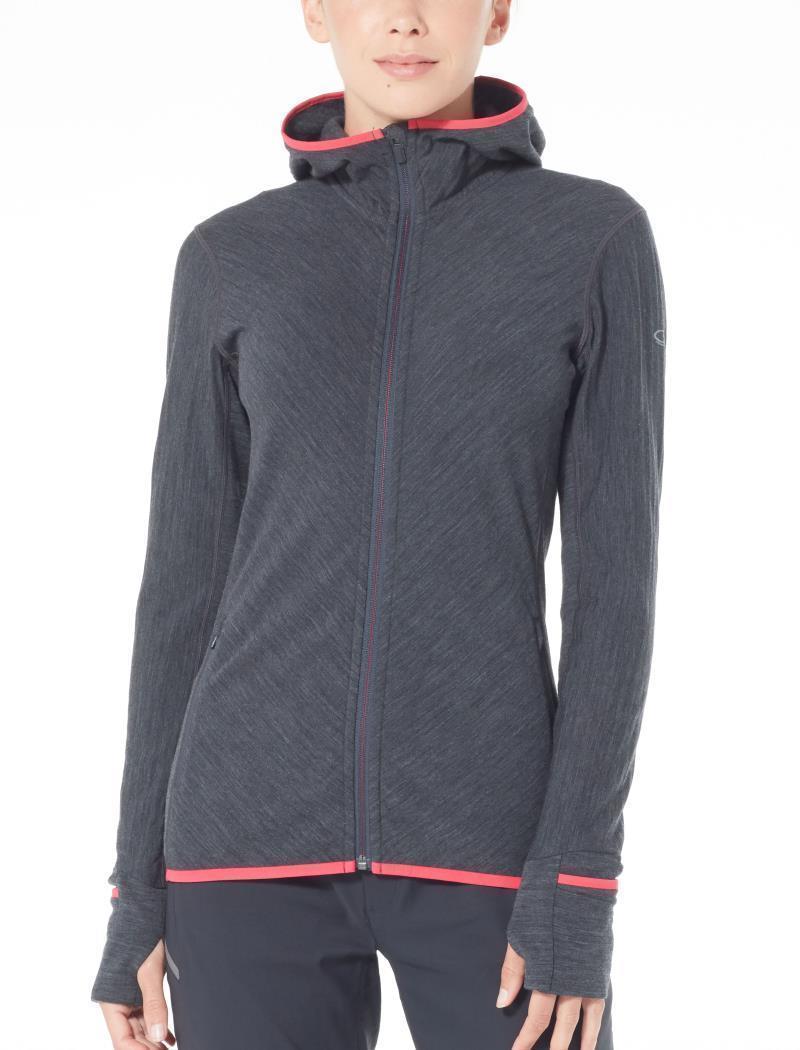 Descender LS Zip Hoodie - Womens - Jet Heather / Prism 2