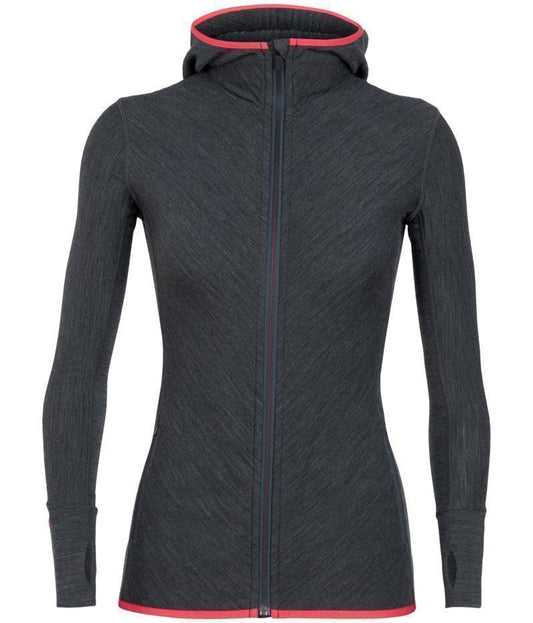 Descender LS Zip Hoodie - Womens - Jet Heather / Prism 1
