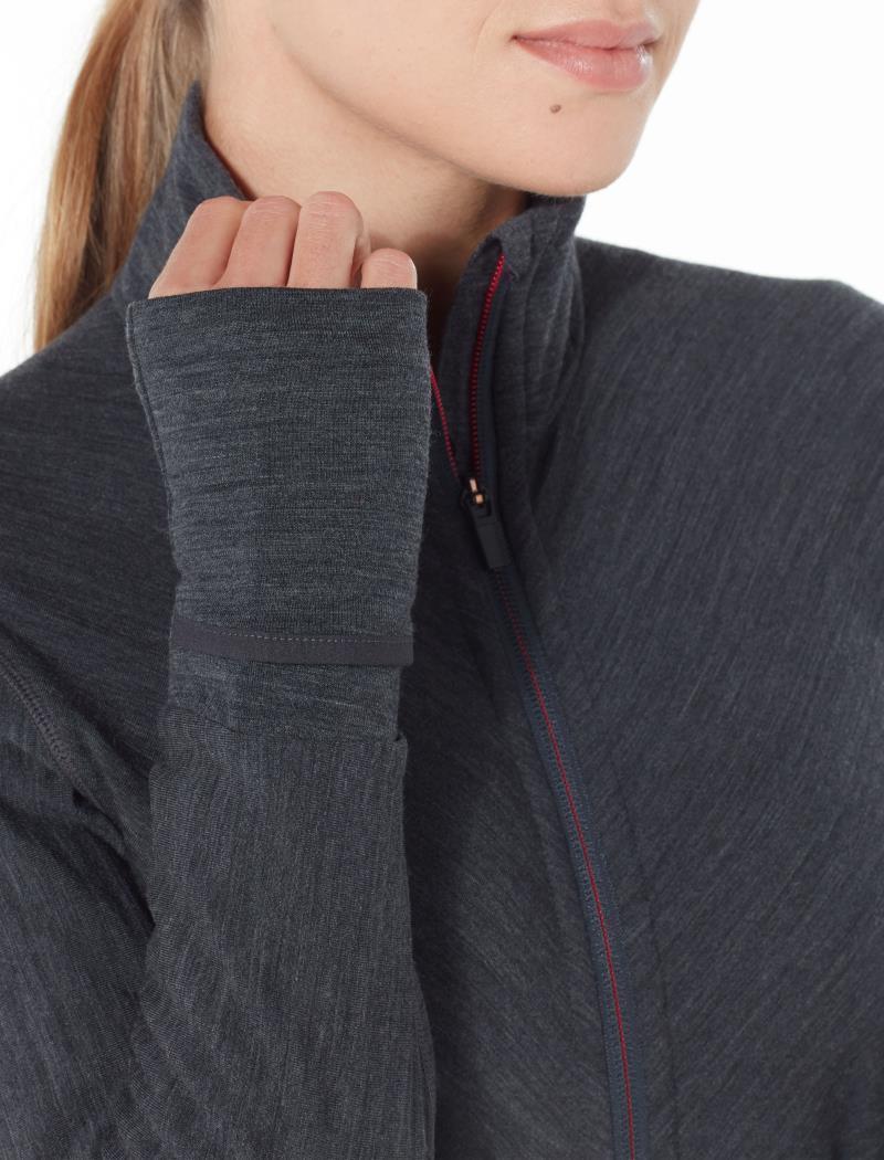 Descender LS Zip - Womens - Jet Heather / Prism 4