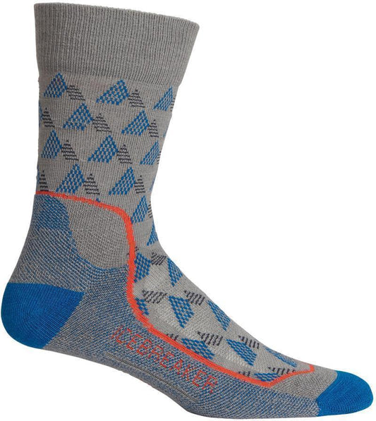 Hike+ Crew Merino Socks - Light - Elevation - Mens - Timberwolf / Isle / Chili Red 1