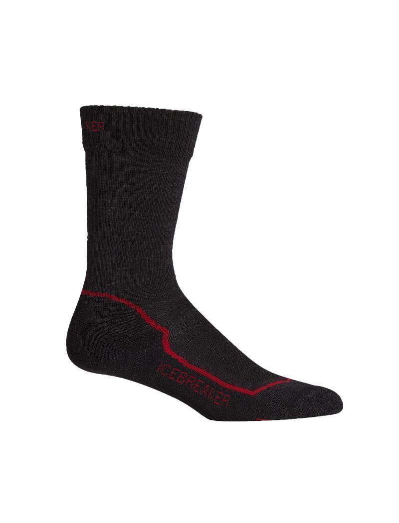 Hike+ Crew Merino Socks - Light - Mens - Jet Melange / Black / Red 1