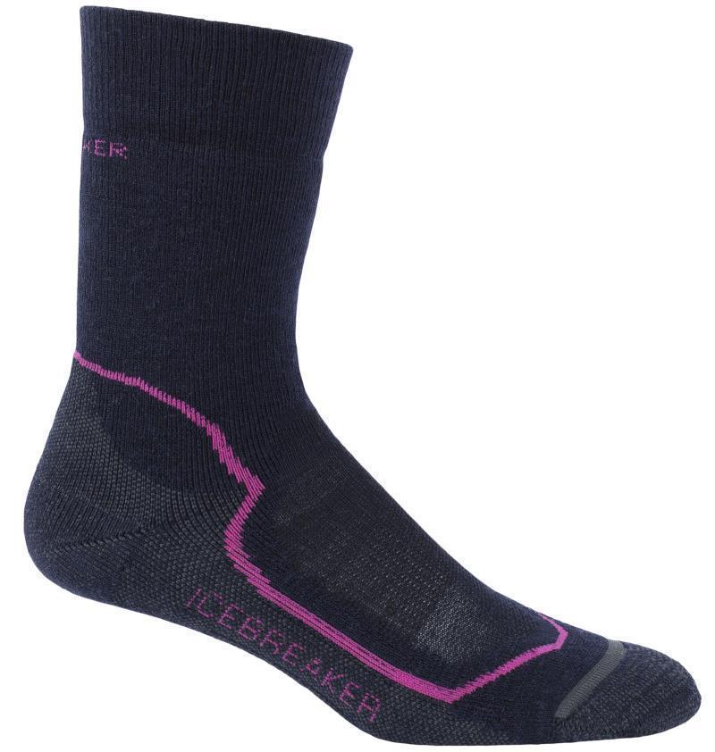 Hike+ Crew Merino Socks - Medium - Womens - Admiral / Pop Pink / Stealth 1