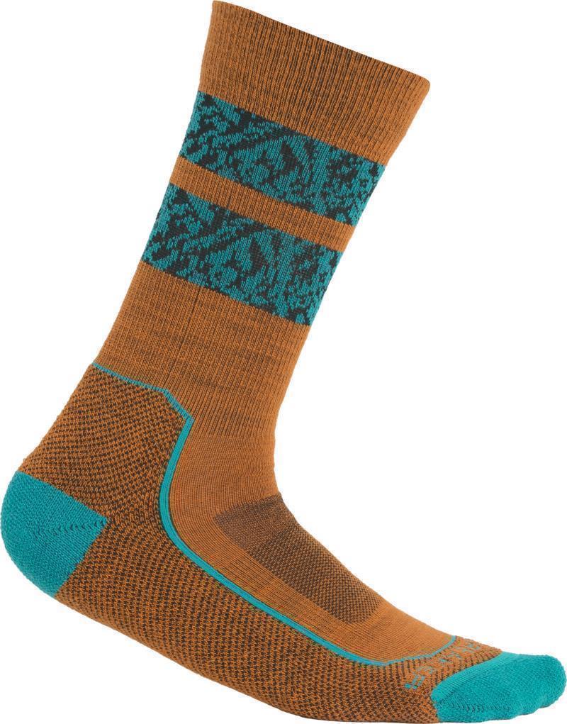 Hike+ Crew Socks - Light - Natural Summit - Womens - Earth / Flux Green / Black 1