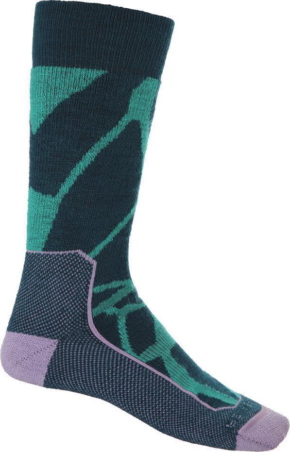 Hike+ Crew Socks - Medium - Fractured Landscapes - Womens - Fresh / Green Glory / Purple Gaze 1