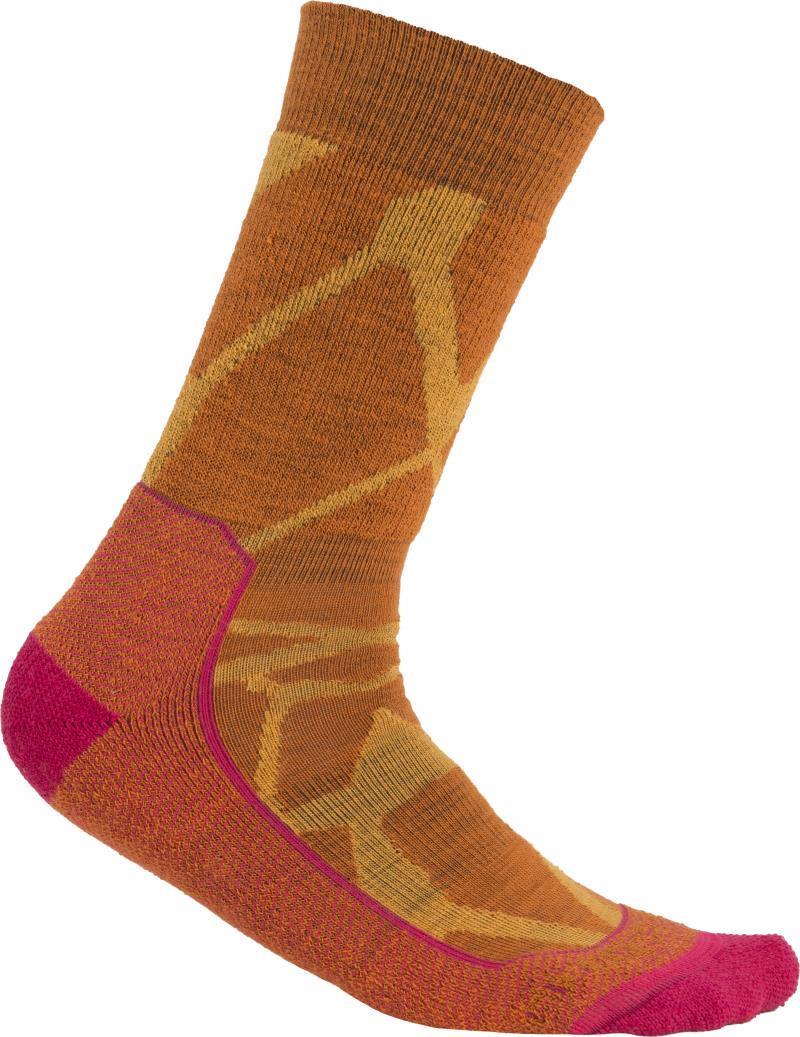 Hike+ Crew Socks - Medium - Fractured Landscapes - Womens - Solar / Earth / Electron Pink 1