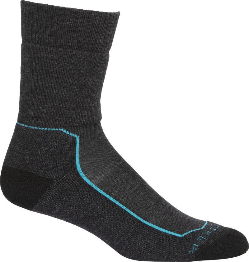 Hike+ Crew Socks - Medium - Womens - Jet Heather / Arctic Teal 1