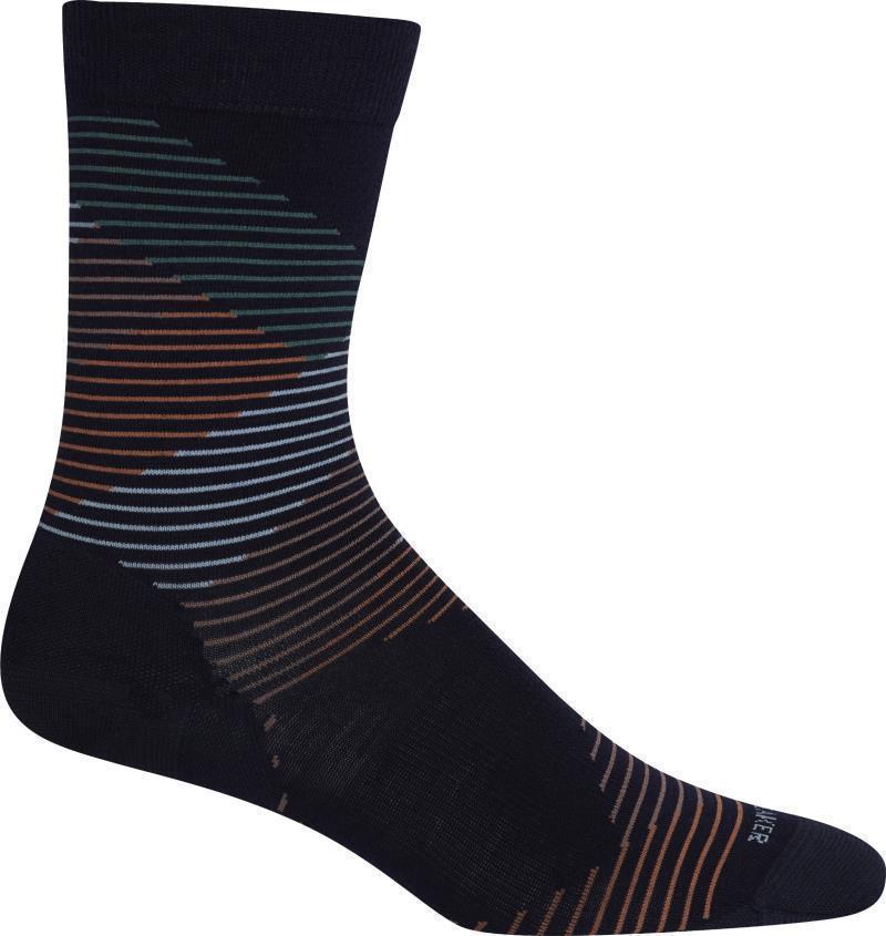 LifeStyle Crew Socks - Fine Gauge - Dashes - Womens - Midnight Navy / Grape / Cosmic 1