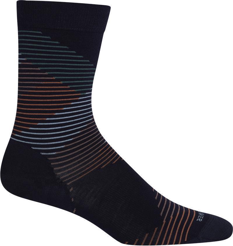 LifeStyle Crew Socks - Fine Gauge - Dashes - Womens - Midnight Navy / Mink / Clay 1