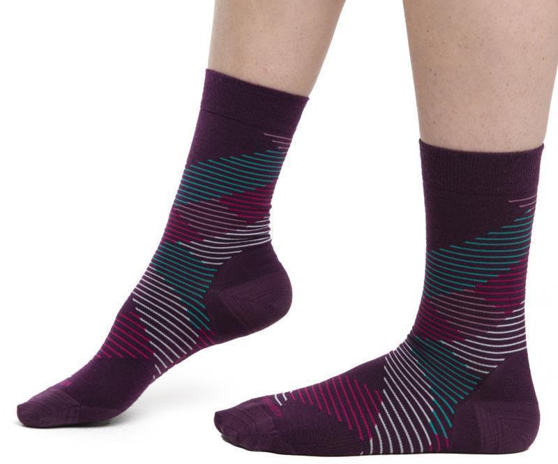 LifeStyle Crew Socks - Fine Gauge - Dashes - Womens - Nightshade / Crystal 1
