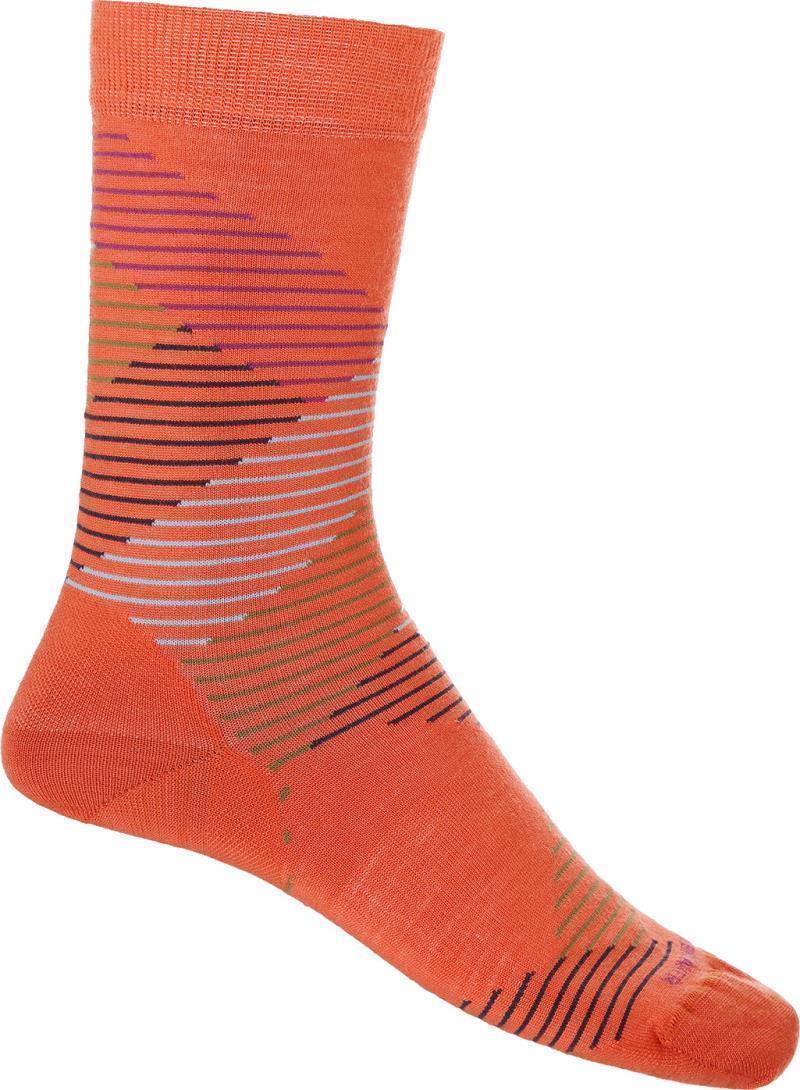 LifeStyle Crew Socks - Fine Gauge - Dashes - Womens - Vibrant Earth / Go Berry 1