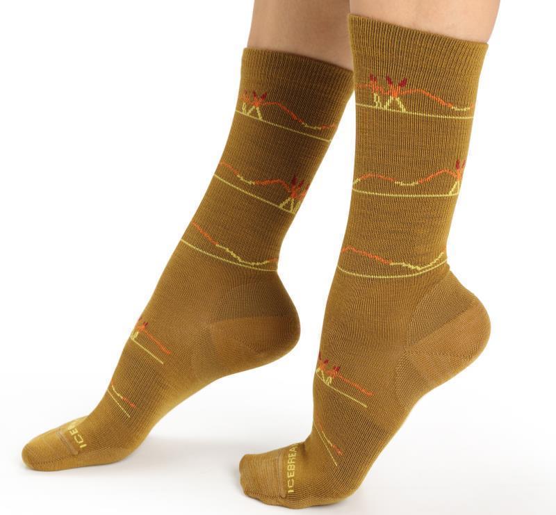 LifeStyle Crew Socks - Ultralight - Backcountry Ski - Womens - clove / silent gold / flash 1