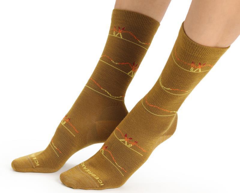 LifeStyle Crew Socks - Ultralight - Backcountry Ski - Womens - clove / silent gold / flash 1