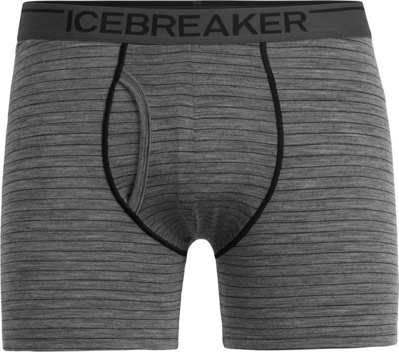 Merino 150 Anatomica Boxers with Fly - Mens - gritstone heather / black - stripe 1