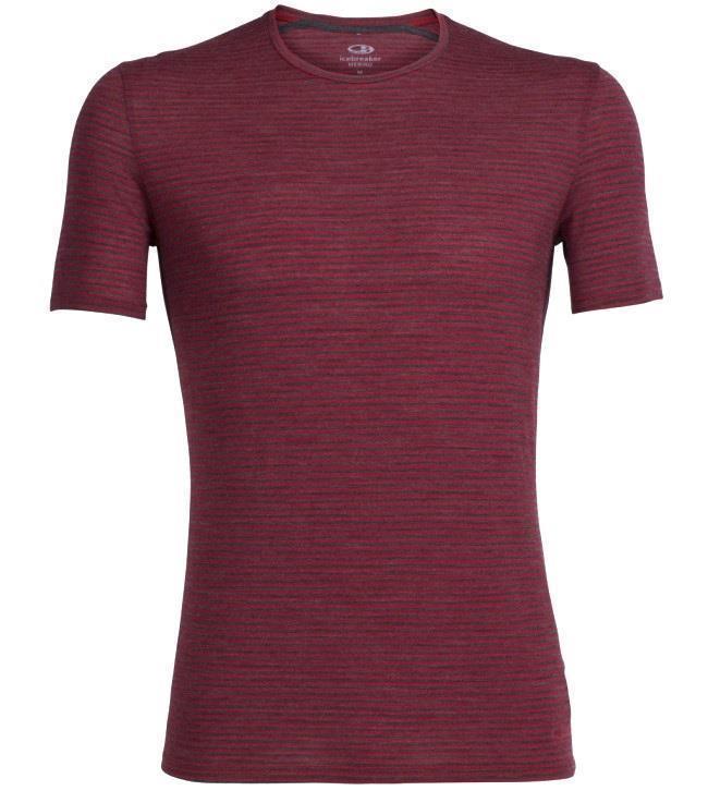 Merino 150 Anatomica SS Crewe - Mens - Oxblood / Jet Heather - Stripe 1