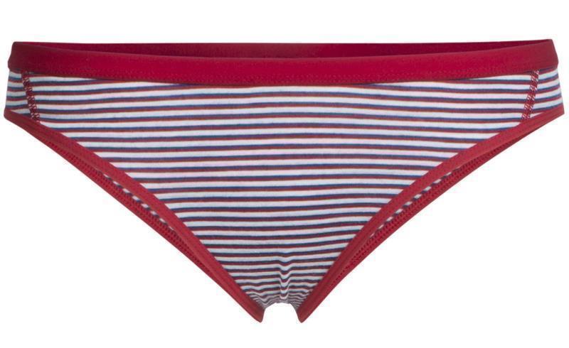 Merino 150 Siren Bikini - Womens - ice blue / oxblood - stripe 1