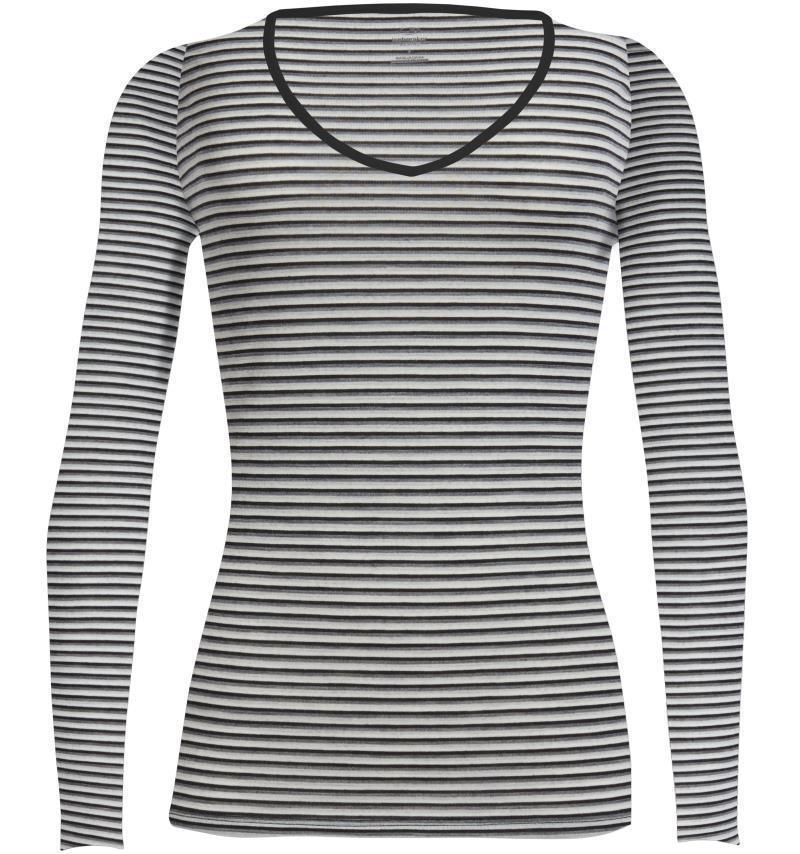 Merino 150 Siren LS Sweetheart - Womens - black / snow - stripe 1