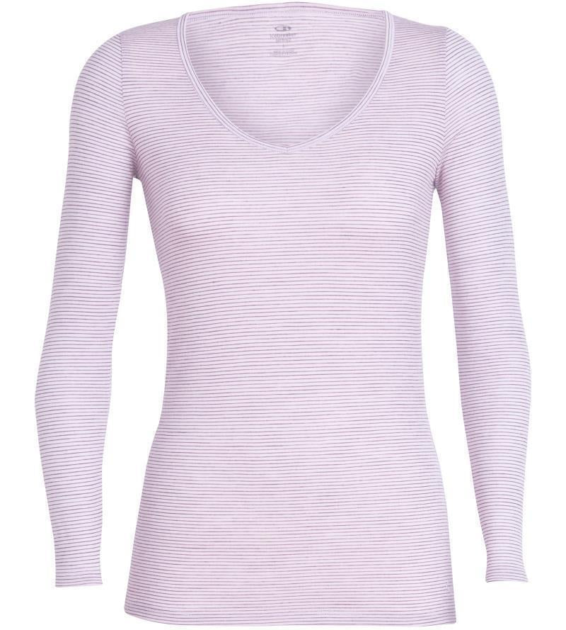 Merino 150 Siren LS Sweetheart - Womens - blush heather - stripe 1