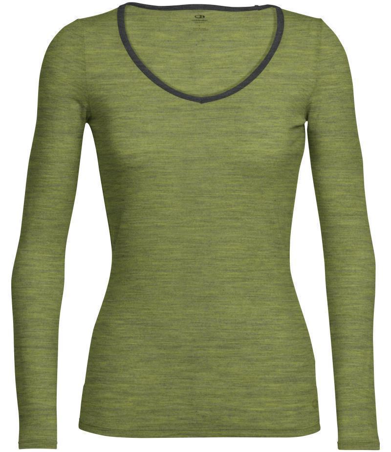 Merino 150 Siren LS Sweetheart - Womens - cactus / jet heather - stripe 1
