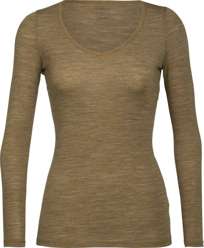 Merino 150 Siren LS Sweetheart - Womens - curry / gritstone - stripe 1
