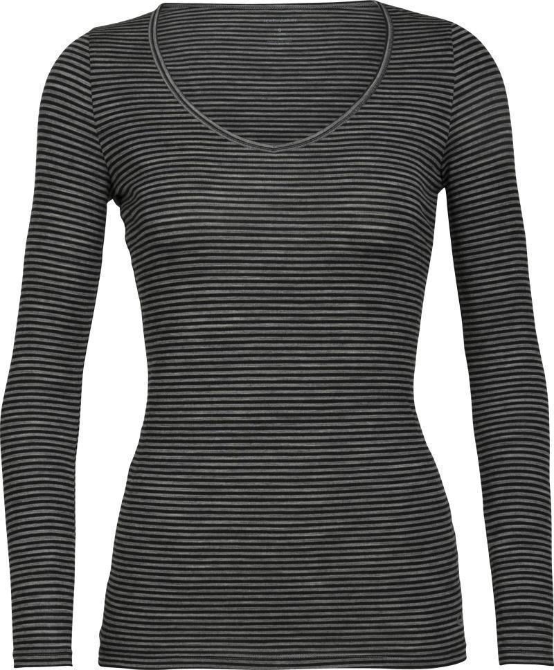 Merino 150 Siren LS Sweetheart - Womens - gritstone heather / black - stripe 1