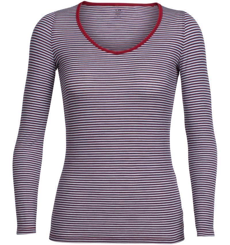Merino 150 Siren LS Sweetheart - Womens - ice blue / oxblood - stripe 1