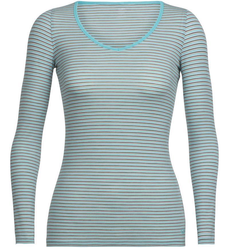 Merino 150 Siren LS Sweetheart - Womens - lagoon / sorbet - stripe 1
