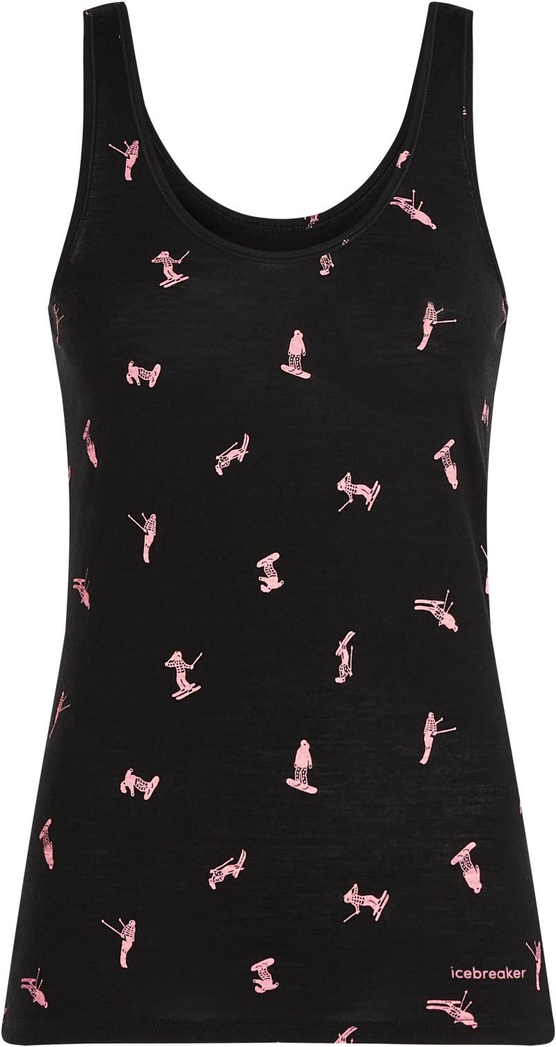 Merino 150 Siren Tank - Snow Day - Womens - black / acid pink / aop 1