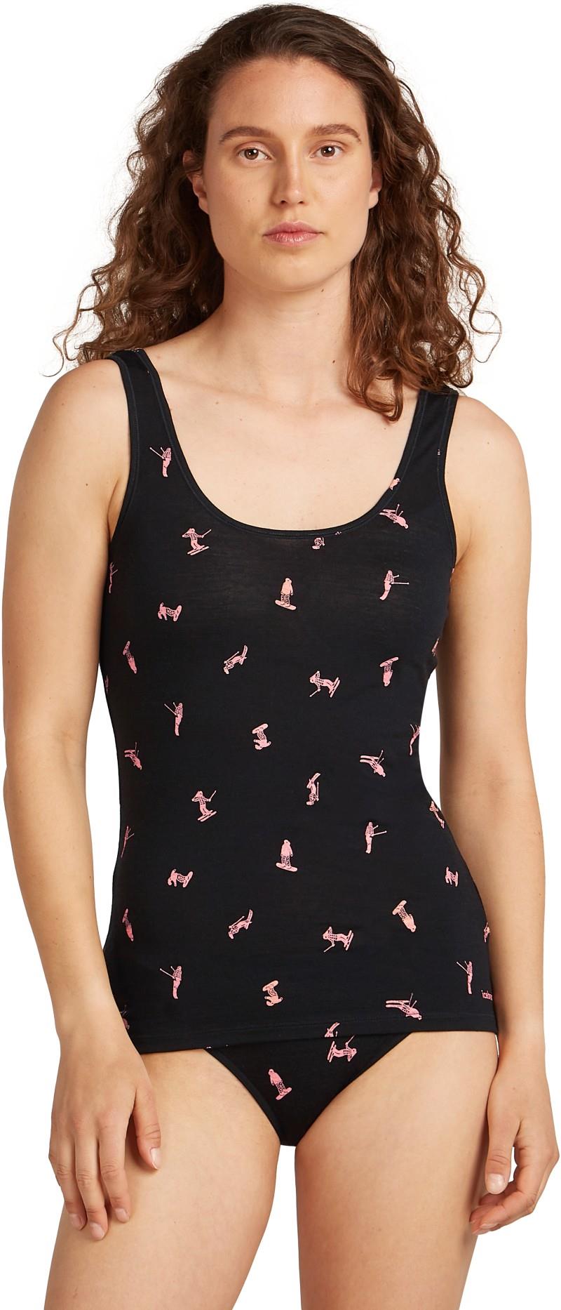 Merino 150 Siren Tank - Snow Day - Womens - black / acid pink / aop 1