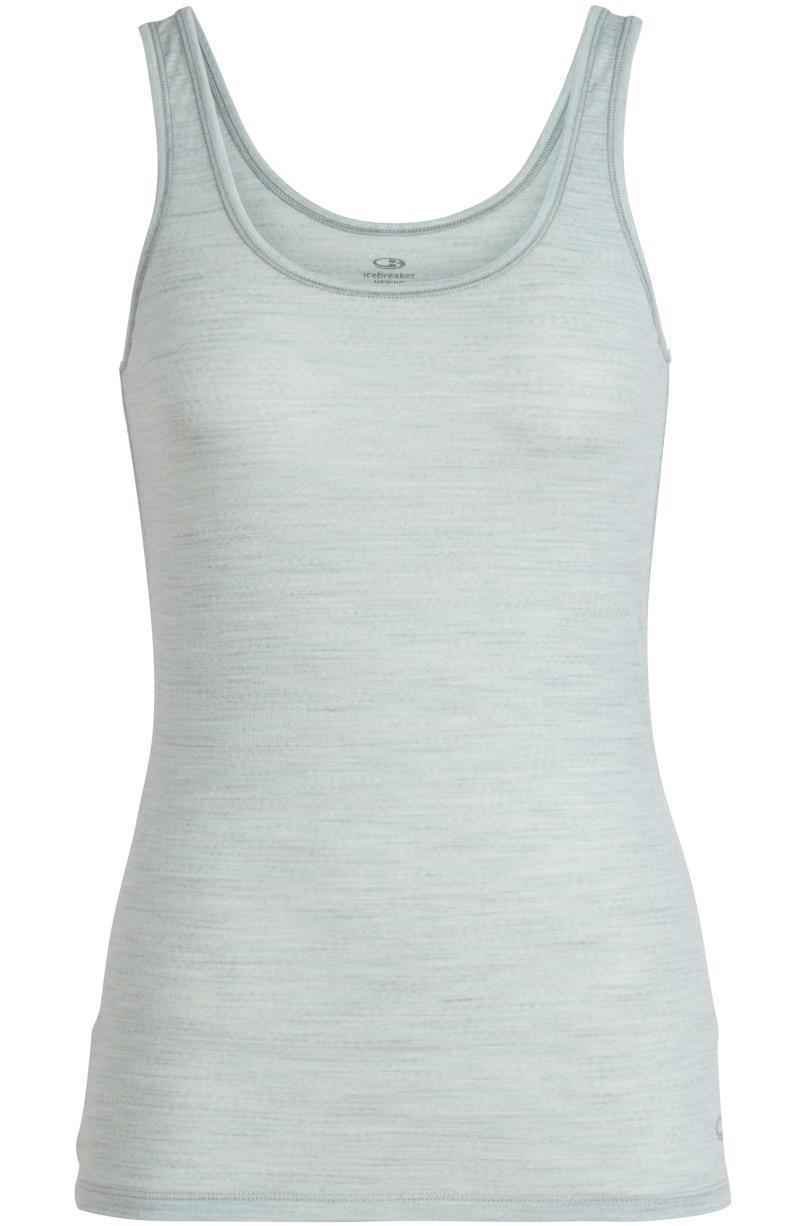 Merino 150 Siren Tank - Womens - blizzard heather / aqua splash - stripe 1