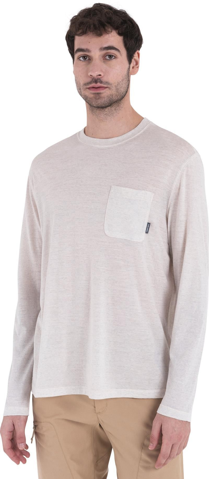 Merino 150 Tech Lite III LS Relaxed Pocket Tee - Mens - ecru heather 1