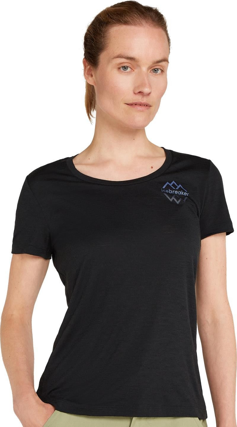 Merino 150 Tech Lite III SS Scoop Tee - Icebreaker Logo Reflections - Womens - black 1