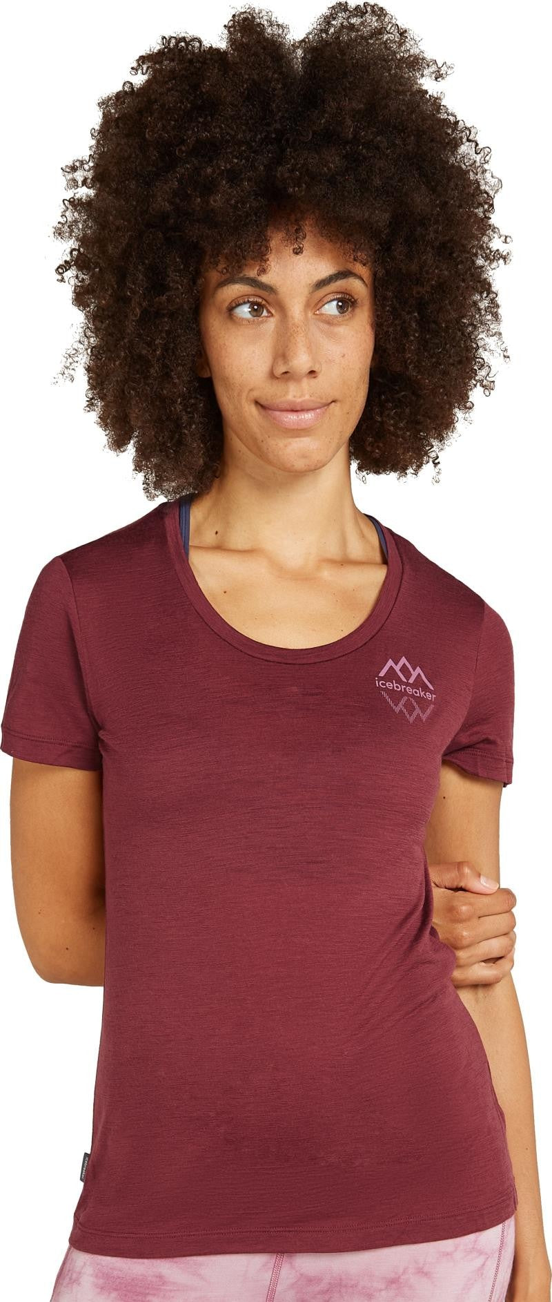 Merino 150 Tech Lite III SS Scoop Tee - Icebreaker Logo Reflections - Womens - port 1