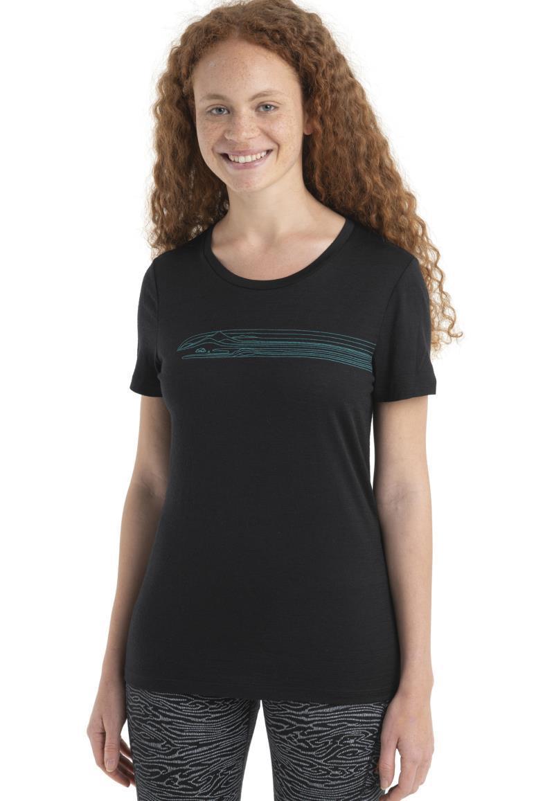 Merino 150 Tech Lite II SS Tee - Camping Lines - Womens - Black 2
