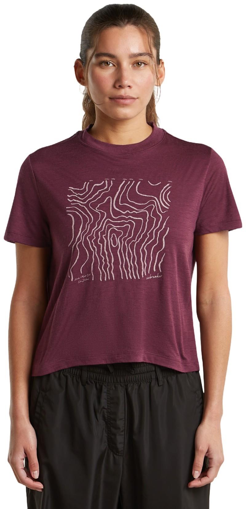 Merino 150 Tech Lite SS Crop Tee - Great Heights - Womens - dark berry 1