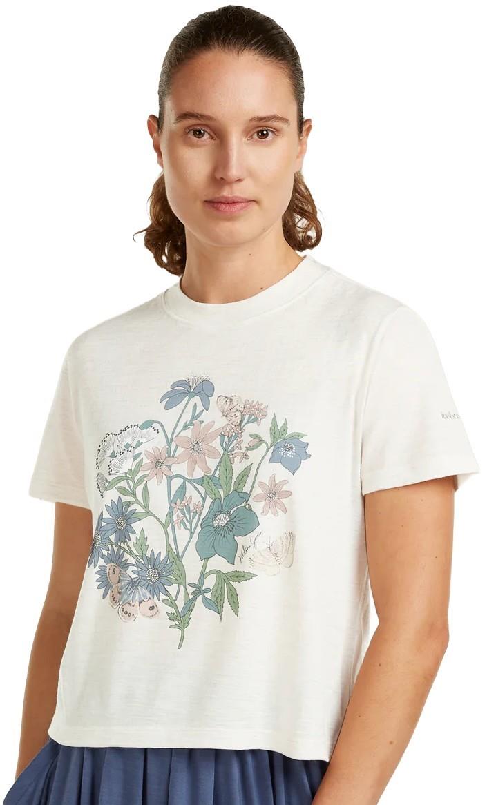 Merino 150 Tech Lite SS Crop Tee - NZ Flora - Womens - ecru heather 1