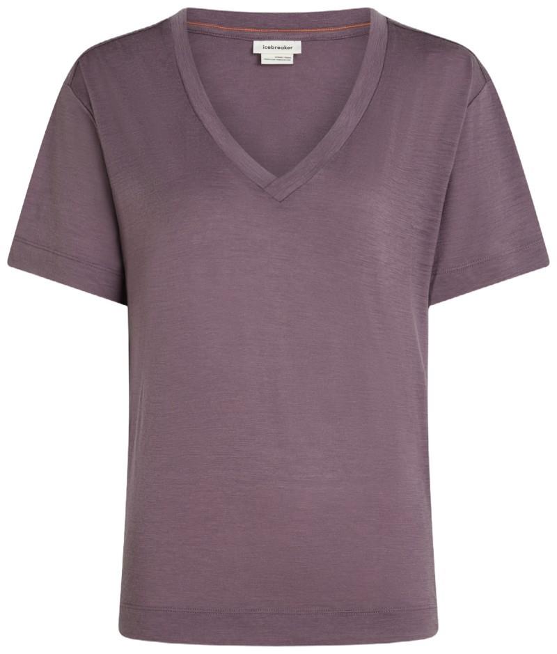 Merino 150 Tech Lite SS Relaxed V-Neck Tee - Womens - grey plum 1