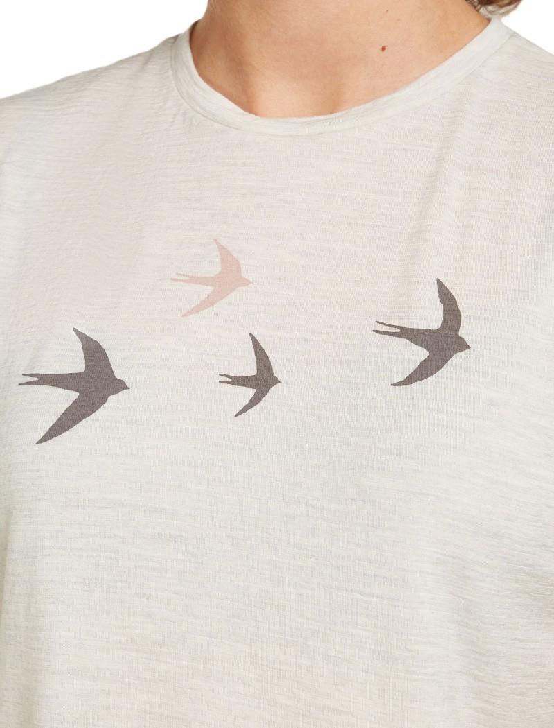 Merino 150 Tech Lite SS Tee - Bird Transit - Womens - ecru heather 1