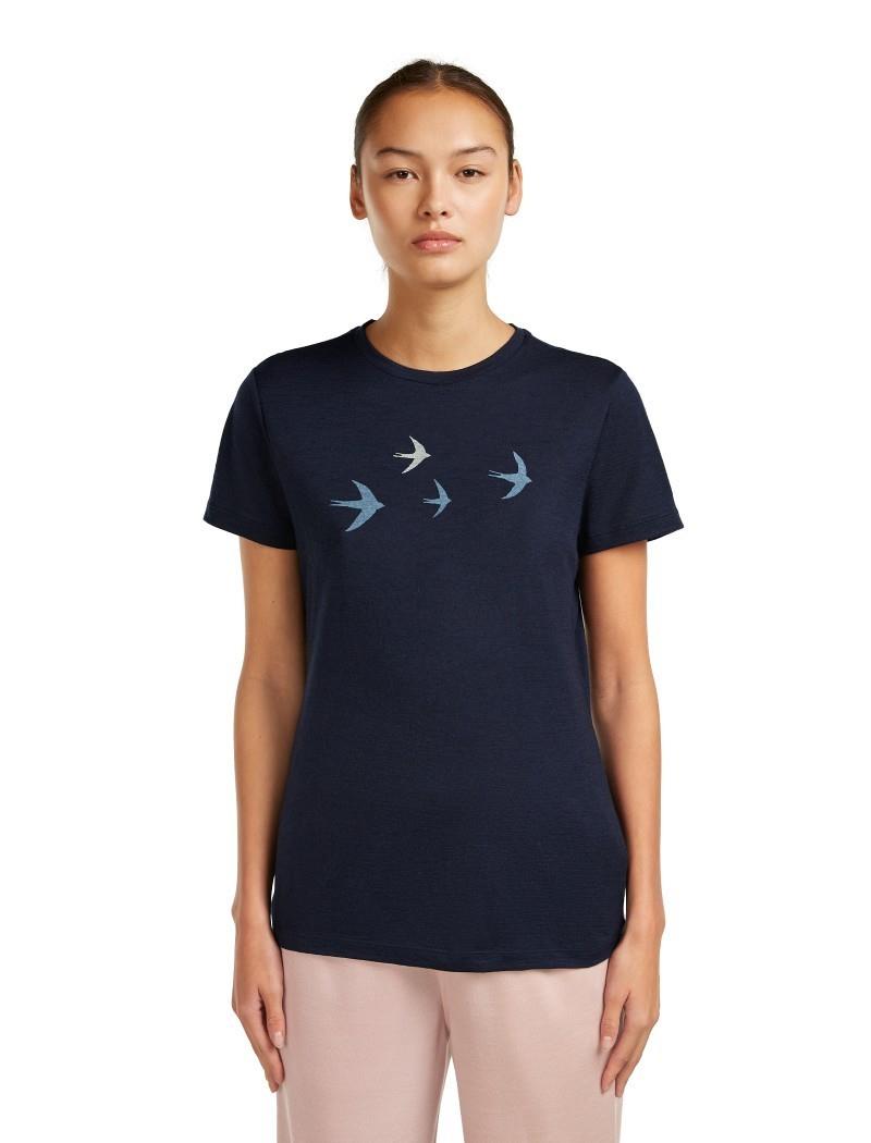 Merino 150 Tech Lite SS Tee - Bird Transit - Womens - midnight navy 1