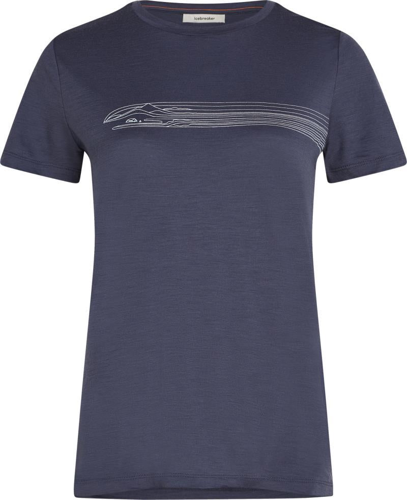 Merino 150 Tech Lite SS Tee - Camping Lines - Womens - Graphite 1
