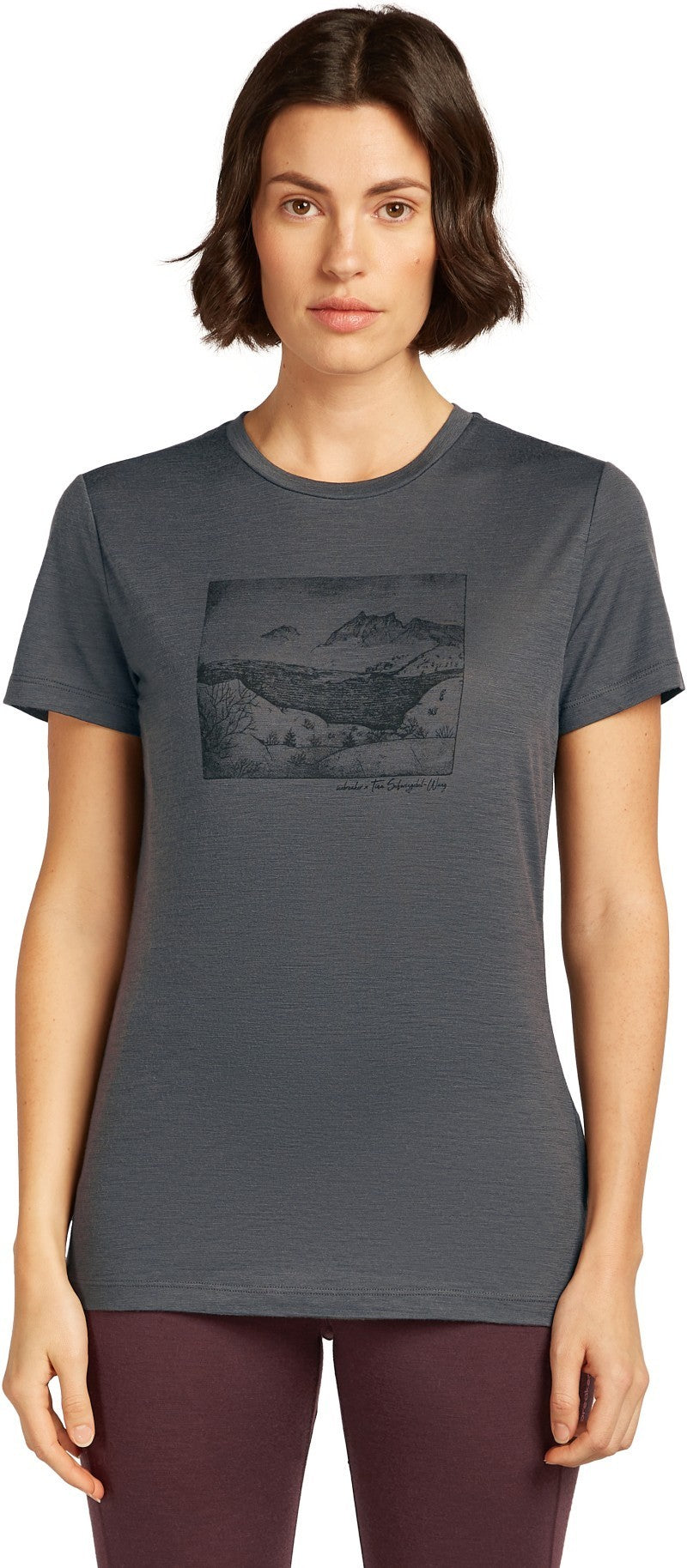Merino 150 Tech Lite SS Tee - Lake View - Womens - obsidian 1