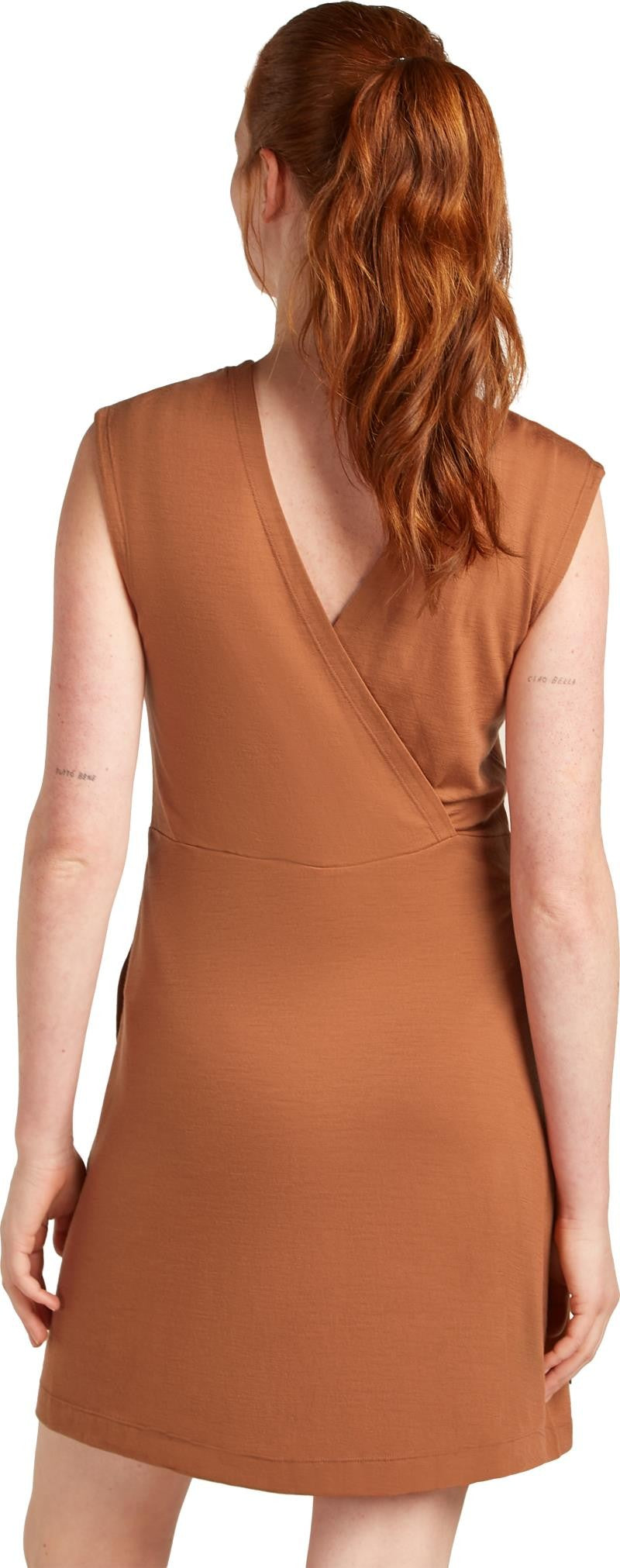 Merino 200 Granary Sleeveless V-Neck Dress - dusty clay 1