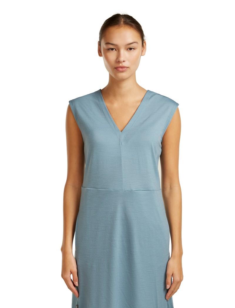 Merino 200 Granary Sleeveless V-Neck Dress - flint blue 1