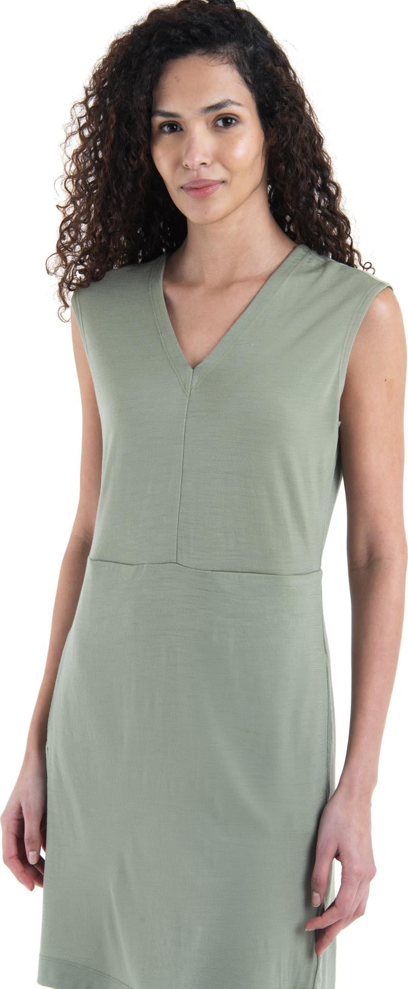 Merino 200 Granary Sleeveless V-Neck Dress - lichen 1