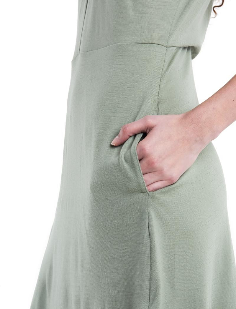 Merino 200 Granary Sleeveless V-Neck Dress - lichen 1