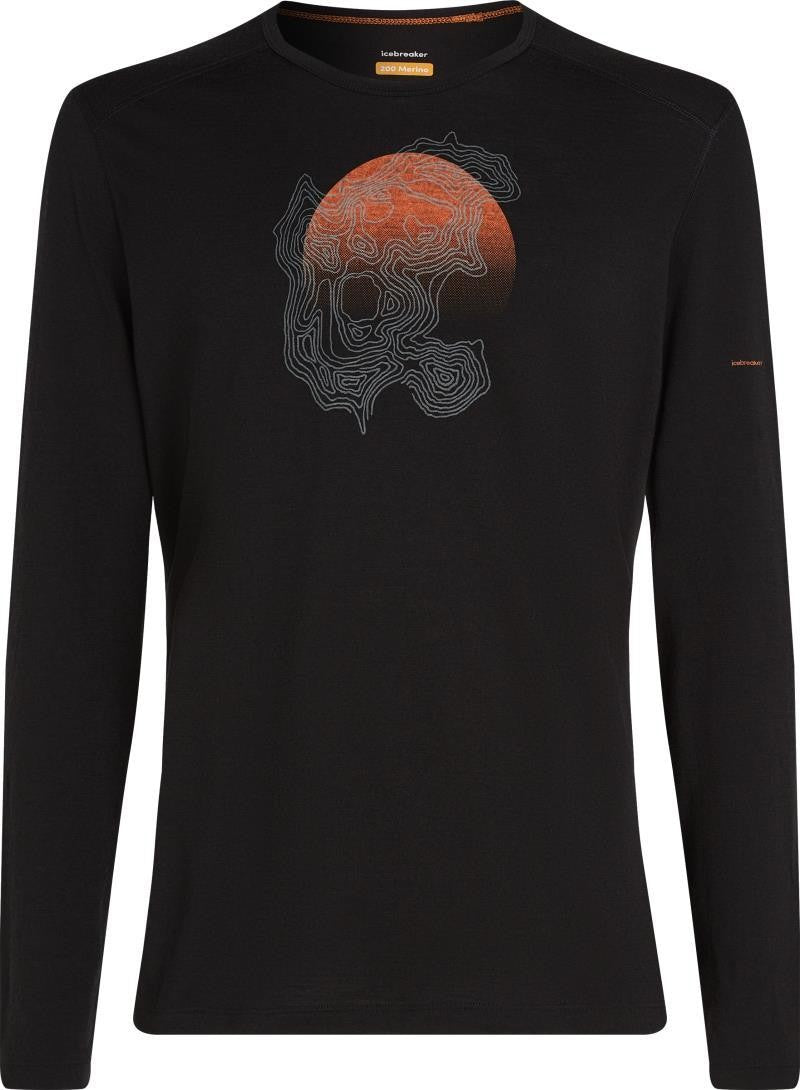 Merino 200 Oasis LS Crewe - Ruapehu Round - Mens - black 1