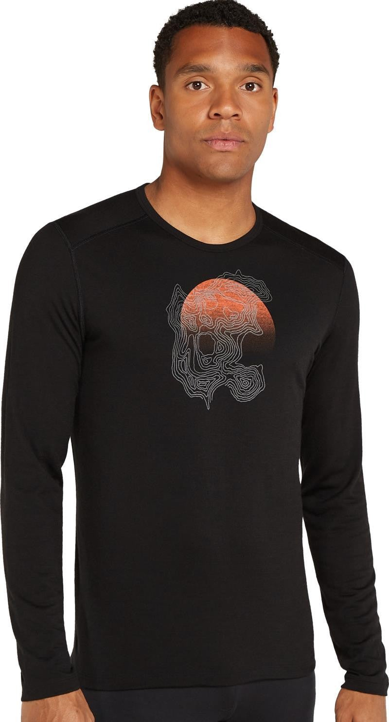 Merino 200 Oasis LS Crewe - Ruapehu Round - Mens - black 1