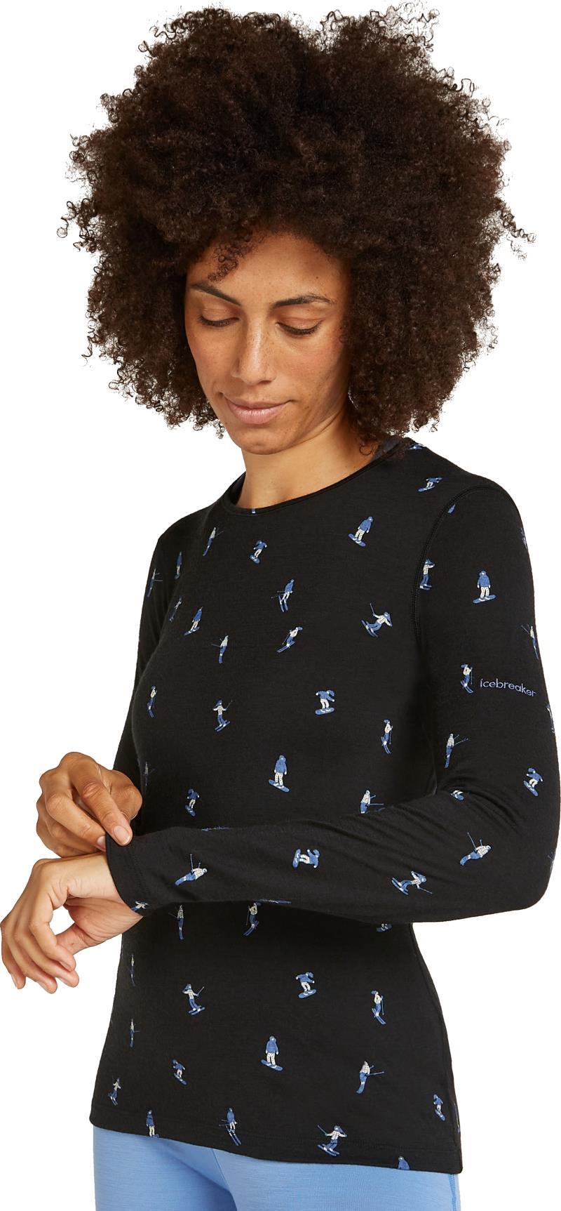 Merino 200 Oasis LS Crewe - Snow Day - Womens - black / aop 1