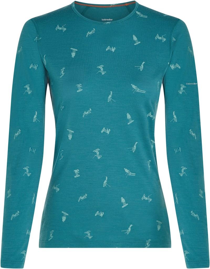 Merino 200 Oasis LS Crewe - Snow Day - Womens - topaz / hydro / aop 1